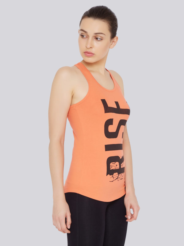 athletic wear, workout wear, workout gear, exercise gear, running apparel, womens workout clothes, activewear for women, gym sleeveless t shirts, gym tank tops, womens workout tank tops, athletic tank tops, printed tank tops, orange tank top