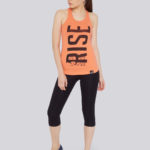 athletic wear, workout wear, workout gear, exercise gear, running apparel, womens workout clothes, activewear for women, gym sleeveless t shirts, gym tank tops, womens workout tank tops, athletic tank tops, printed tank tops, orange tank top