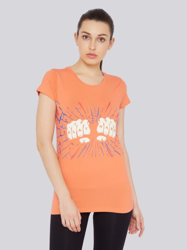 work out clothes, sports apparel, workout clothing, fitness clothes, athletic wear, workout clothes, activewear for women, tee shirt, tee shirts, tees, gym tshirts, printed tshirt, printed t shirts, printed t shirt, funky t shirts, tshirts for girls, ladies tops, ladies tshirts, orange tshirt