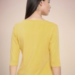 Women's Bamboo 3/4th Sleeve Round Neck Top Alphonso Mango - Back