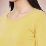 Women's Bamboo 3/4th Sleeve Round Neck Top Alphonso Mango - Detail